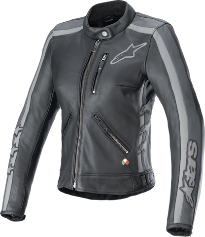 Alpinestars Stella Dyno Leather Jacket - Black Tar Gray/Dark Gray