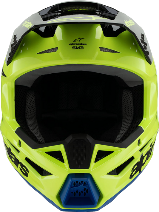 Alpinestars Youth SM3 Helmet - Radium - Gloss Yellow Fluo/Black/Blue