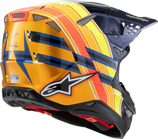 Alpinestars Supertech M10 Helmet - TLD Edition 25 - MIPS - Gloss Dark Blue/Orange/Yellow/Fluo Red