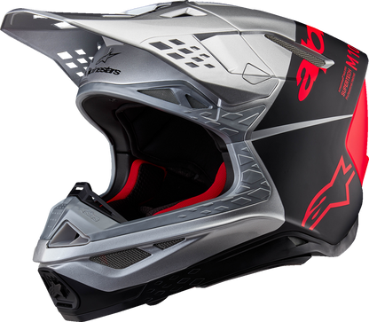 Alpinestars Supertech M10 Helmet - Flood - MIPS - Gloss Silver/Black/Orange Fluo
