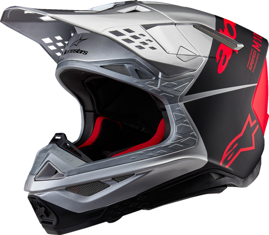 ALPINESTARS Supertech M10 Helmet - Flood - MIPS? - Gloss Silver/Black/Orange Fluo - XL 8301023-1954-XL