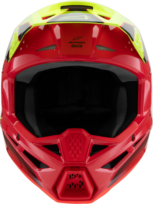 Alpinestars Youth SM3 Helmet - Fray - Gloss Red/Yellow Fluo/Black