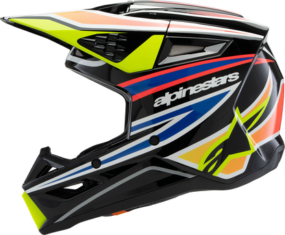 ALPINESTARS Youth SM3 Helmet - Wurx - Gloss Black/Yellow Fluo/Blue/Red - Small 8302025-1574-YS