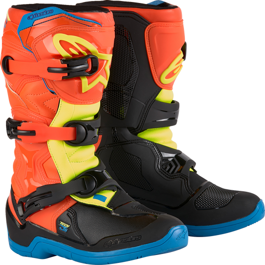 Alpinestars Youth Tech 3S Boots - Orange/Blue/Yellow/Black