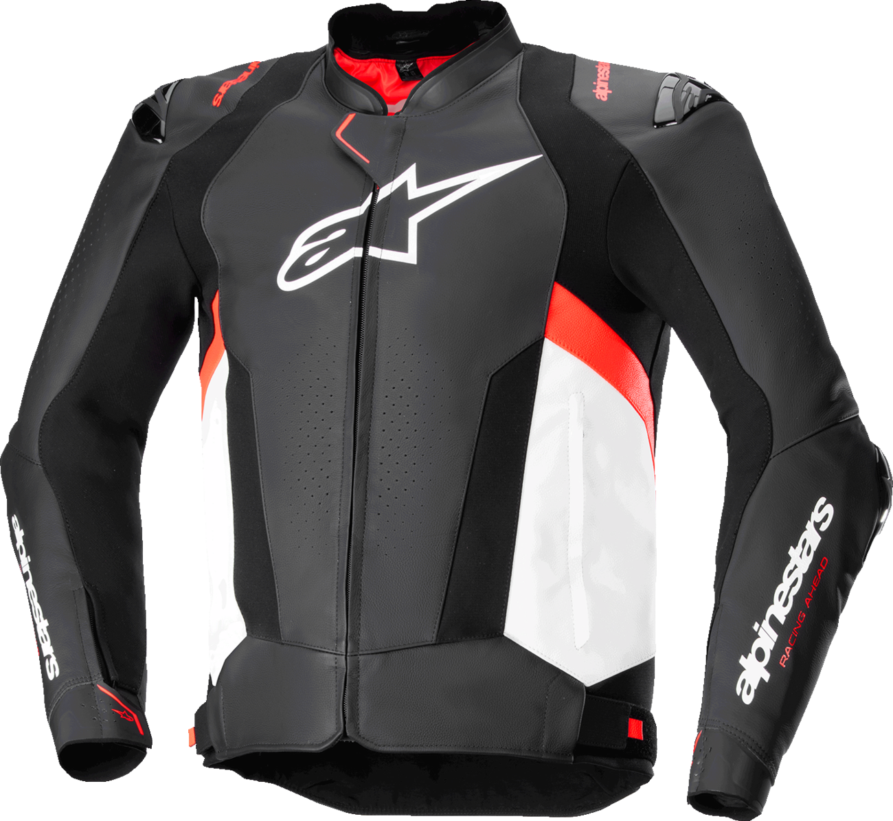 ALPINESTARS Missile v3 Leather Jacket - Black/White/Red Fluo - US 46 / EU 56 3100125-1231-56