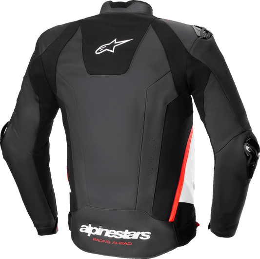 Alpinestars Missile v3 Leather Jacket - Black/White/Red Fluo