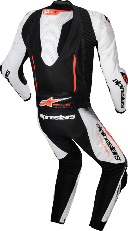 Alpinestars GP-R7 1-PC Leather Suit - White/Black/Red Fluo