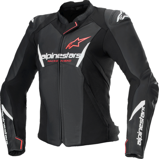 ALPINESTARS Stella Faster v3 Leather Jacket - Black/White Fluo/Coral - US 14 / EU 50 3113625-1781-50