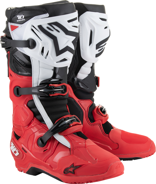 ALPINESTARS Tech 10 Enduro Boots - Bright Red/Black/White - US 9 2010025-3016-9