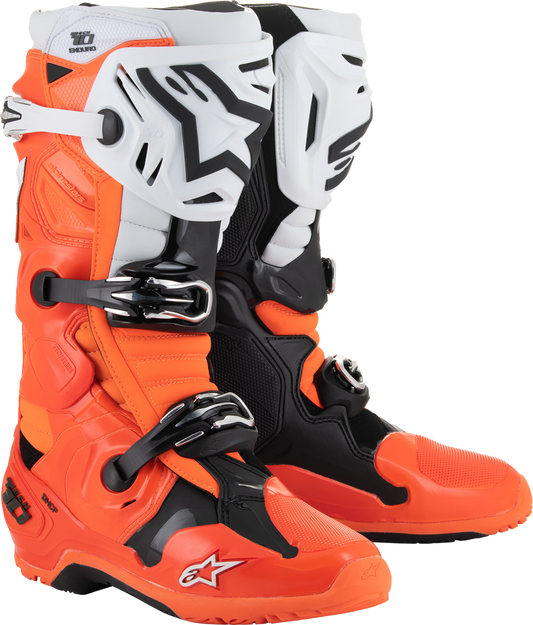ALPINESTARS Tech 10 Enduro Boots - Fluorescent Orange/Black/White - US 8 2010025-4512-8