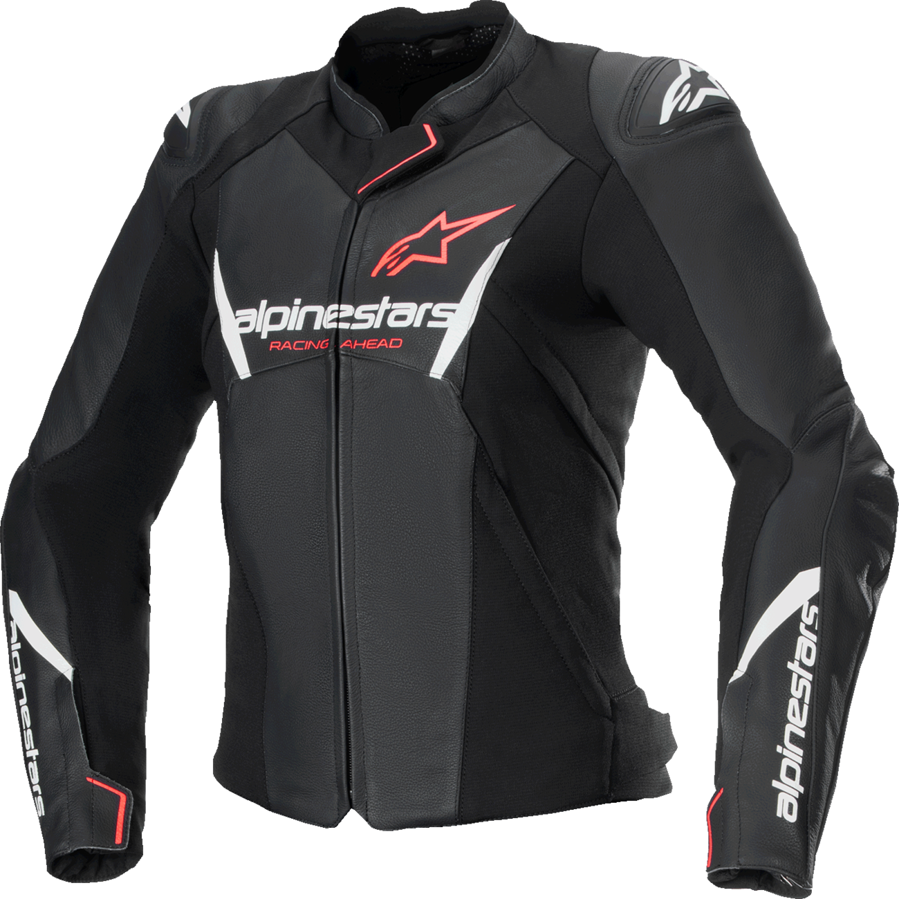ALPINESTARS Stella Faster v3 Leather Jacket - Black/White Fluo/Coral - US 8 / EU 44 3113625-1781-44