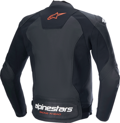 Alpinestars Faster v3 Airflow Leather Jacket - Black/Red Fluo
