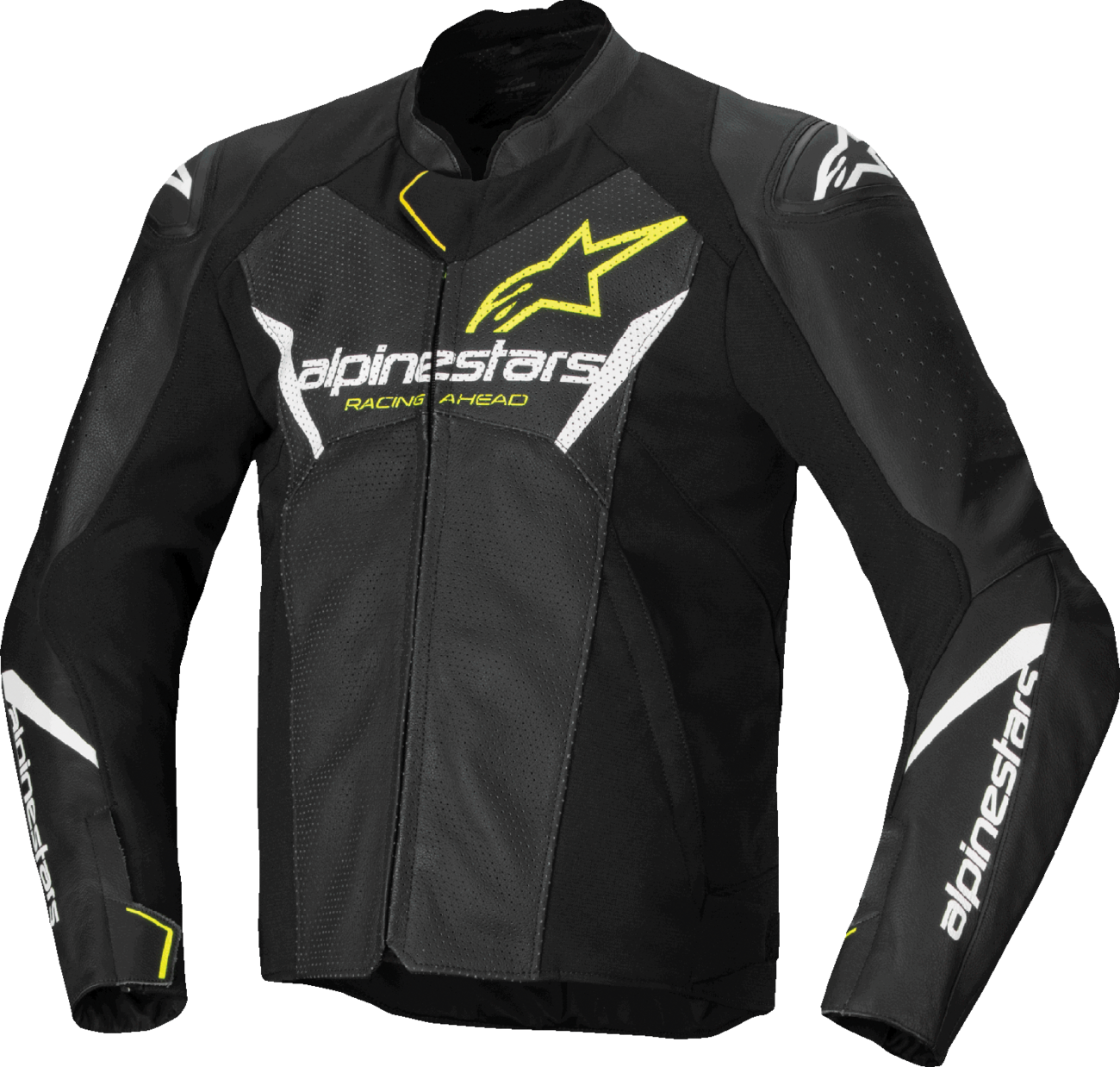 ALPINESTARS Faster v3 Airflow Leather Jacket - Black/White/Yellow Fluo - US 50 / EU 60 3103625-125-60