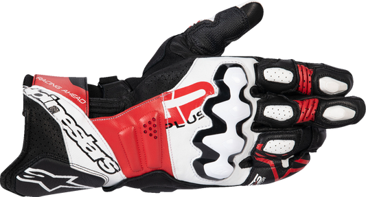 ALPINESTARS GP Plus R V3 Leather Gloves - Black/White/Bright Red - Medium 3550825-1304-M