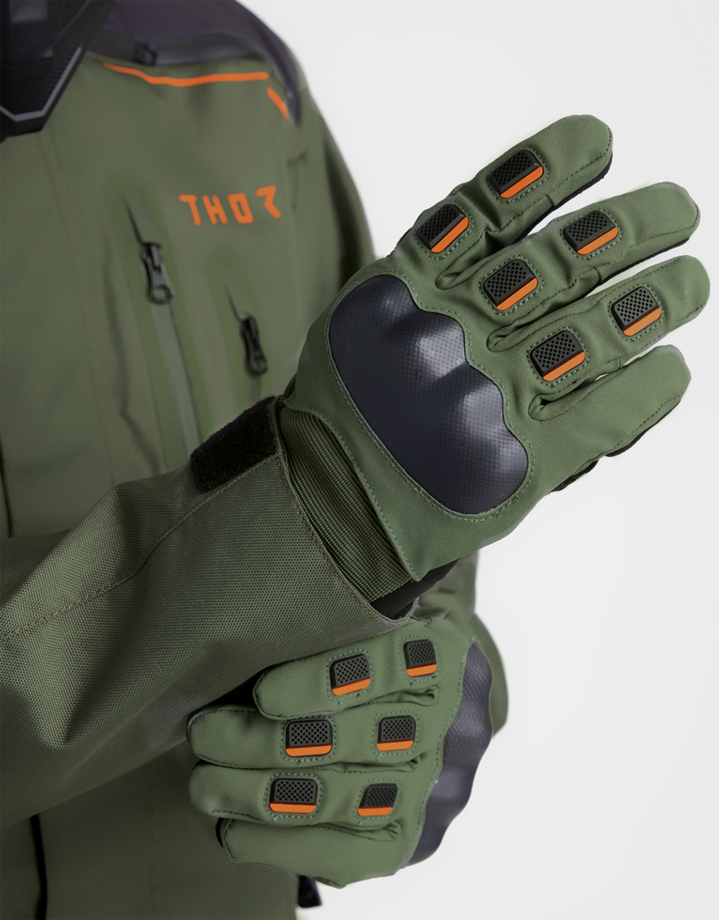 Thor Range Gloves - Army/Orange
