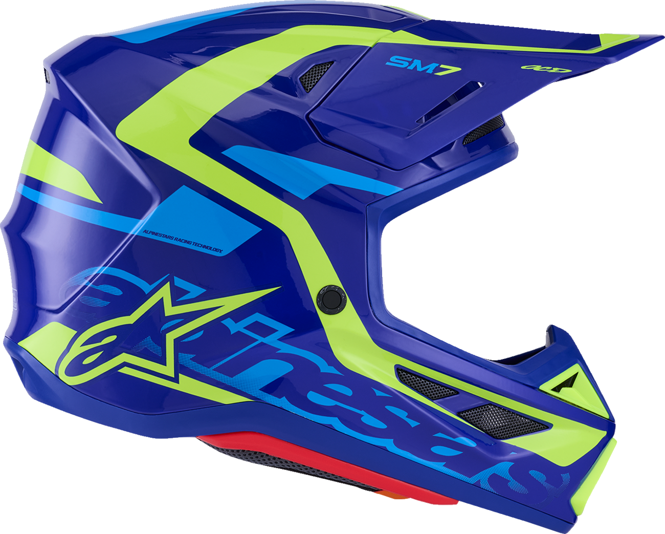 ALPINESTARS SM7 Helmet - Deed - Gloss Blue/Yellow Fluo - XS 8302426-7253-XS