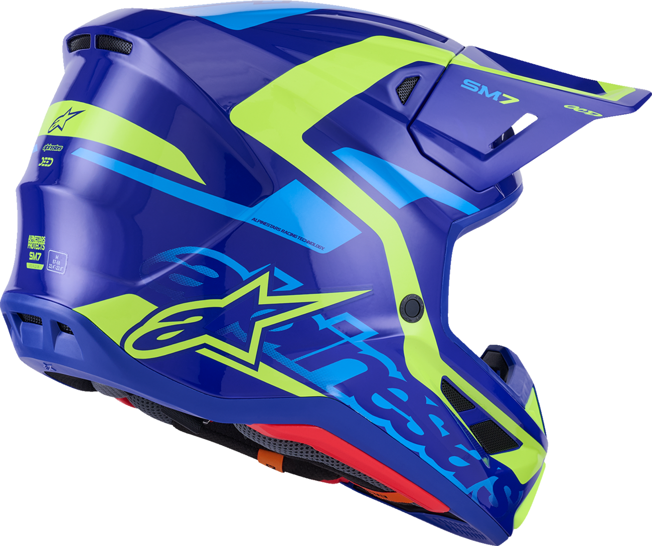 ALPINESTARS SM7 Helmet - Deed - Gloss Blue/Yellow Fluo - Medium 8302426-7253-M