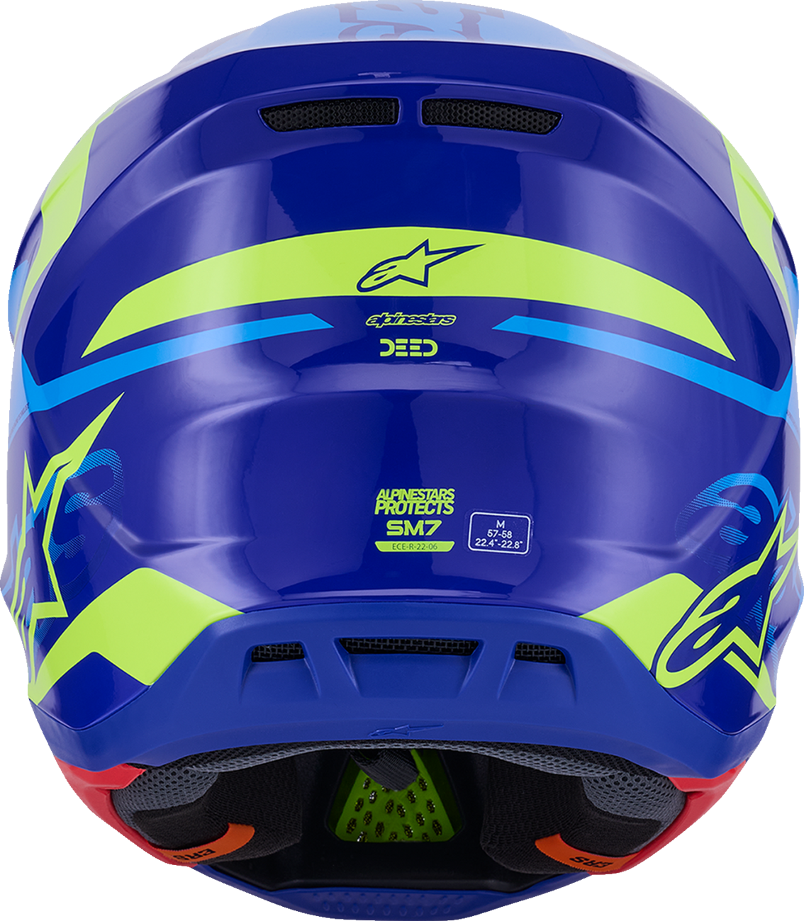 ALPINESTARS SM7 Helmet - Deed - Gloss Blue/Yellow Fluo - Medium 8302426-7253-M