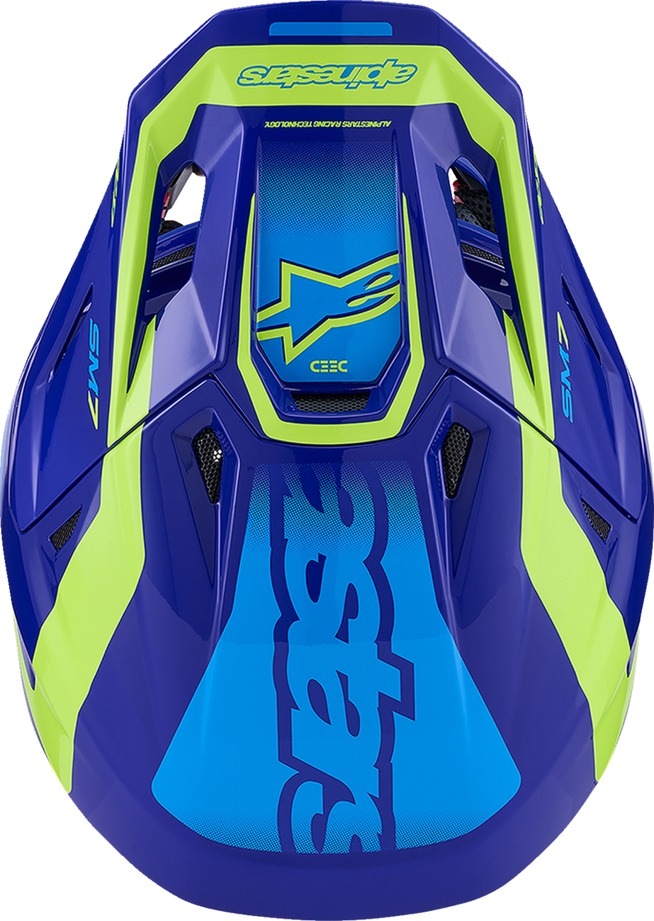 ALPINESTARS SM7 Helmet - Deed - Gloss Blue/Yellow Fluo - Medium 8302426-7253-M