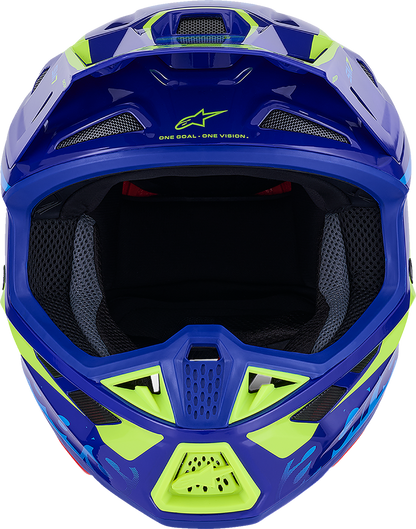 Alpinestars SM7 Helmet - Deed - Gloss Blue/Yellow Fluo