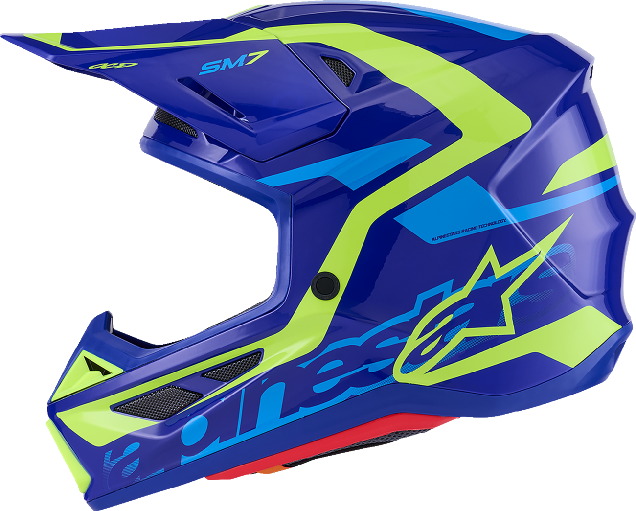 ALPINESTARS SM7 Helmet - Deed - Gloss Blue/Yellow Fluo - Large 8302426-7253-L