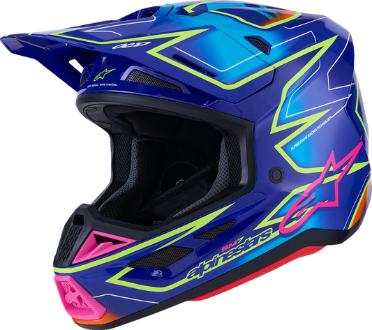 ALPINESTARS SM7 Helmet - Cast - Gloss/Blue/Pink/Yellow Fluo - XS 8302626-7254-XS
