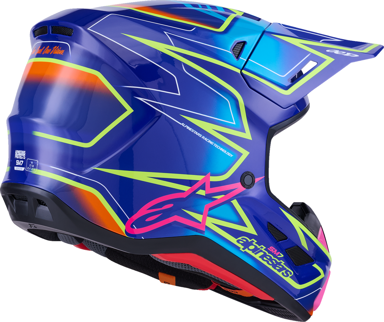 ALPINESTARS SM7 Helmet - Cast - Gloss/Blue/Pink/Yellow Fluo - Small 8302626-7254-S