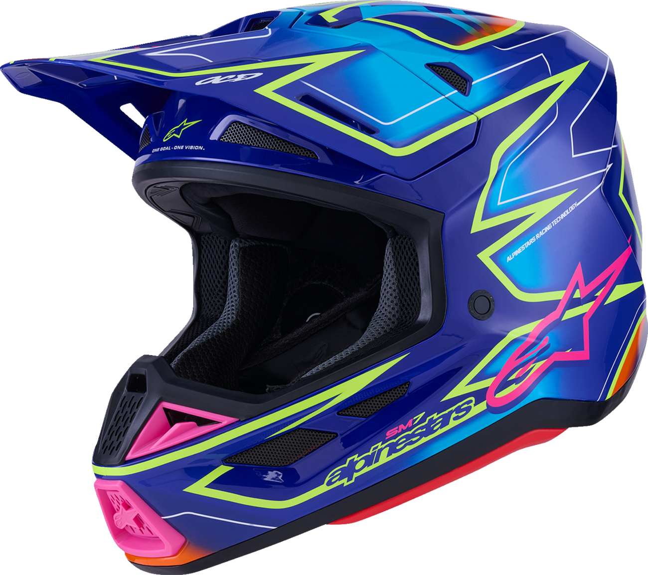 ALPINESTARS SM7 Helmet - Cast - Gloss/Blue/Pink/Yellow Fluo - Medium 8302626-7254-M