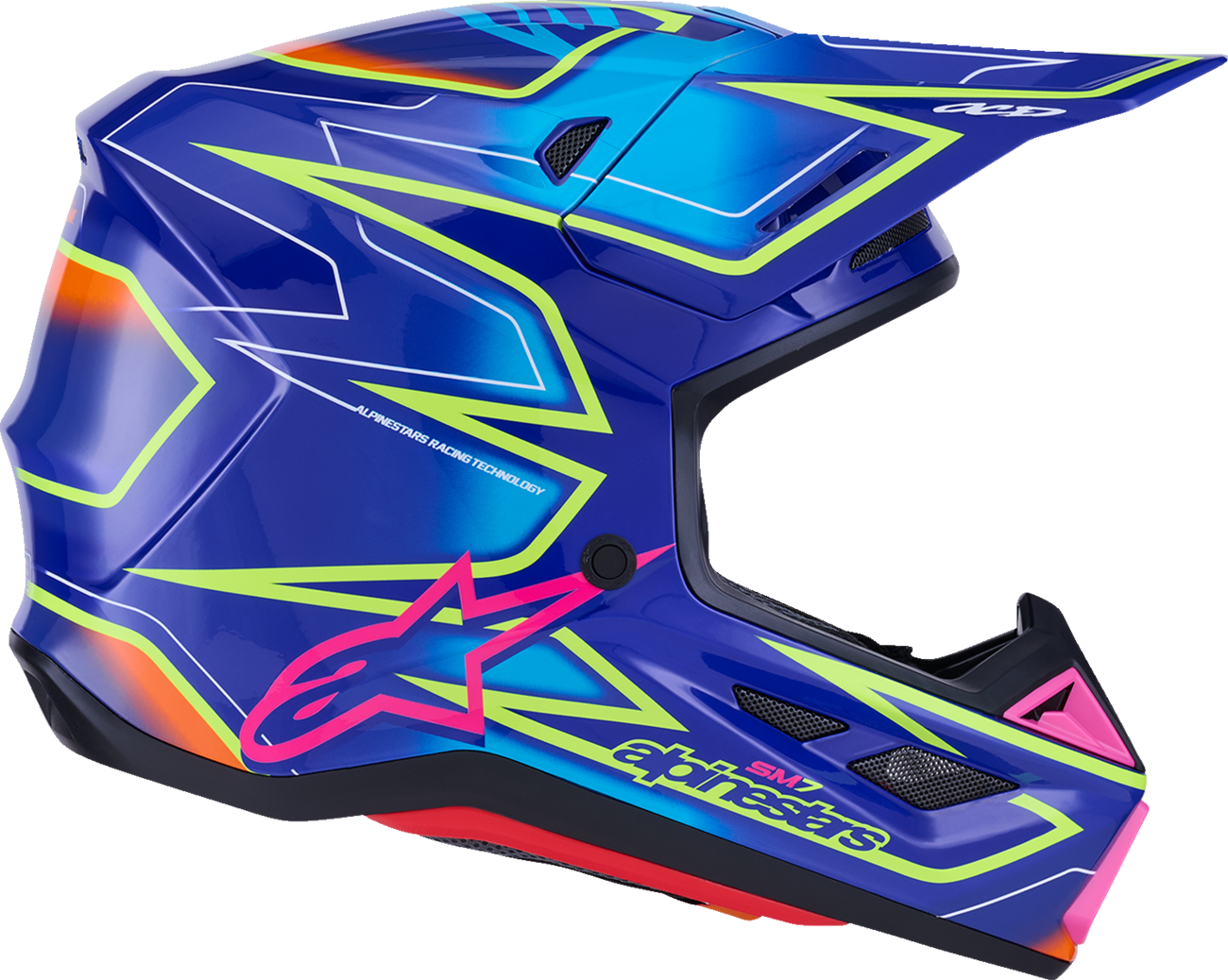 ALPINESTARS SM7 Helmet - Cast - Gloss/Blue/Pink/Yellow Fluo - Small 8302626-7254-S