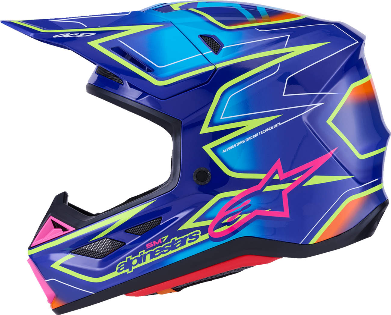 ALPINESTARS SM7 Helmet - Cast - Gloss/Blue/Pink/Yellow Fluo - Large 8302626-7254-L