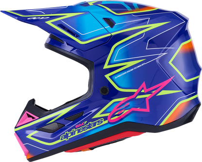 Alpinestars SM7 Helmet - Cast - Gloss/Blue/Pink/Yellow Fluo
