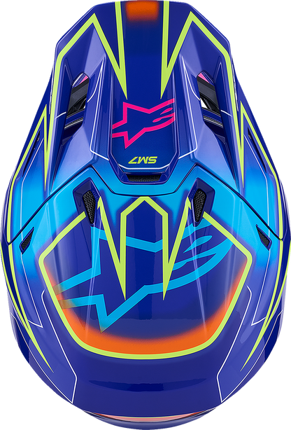 Alpinestars SM7 Helmet - Cast - Gloss/Blue/Pink/Yellow Fluo