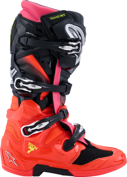 Alpinestars Tech 7 Boots - Black/Fluorescent Red/Fluorescent Pink