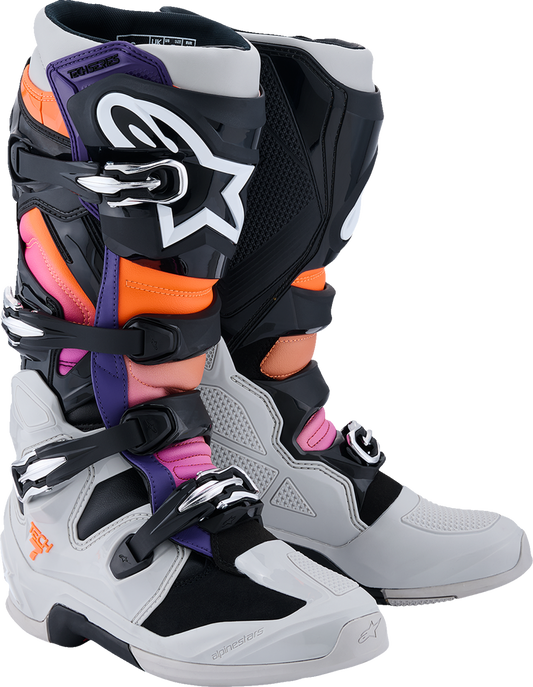 Alpinestars Tech 7 Boots - Black/Light Gray/Fluorescent Orange/Magenta