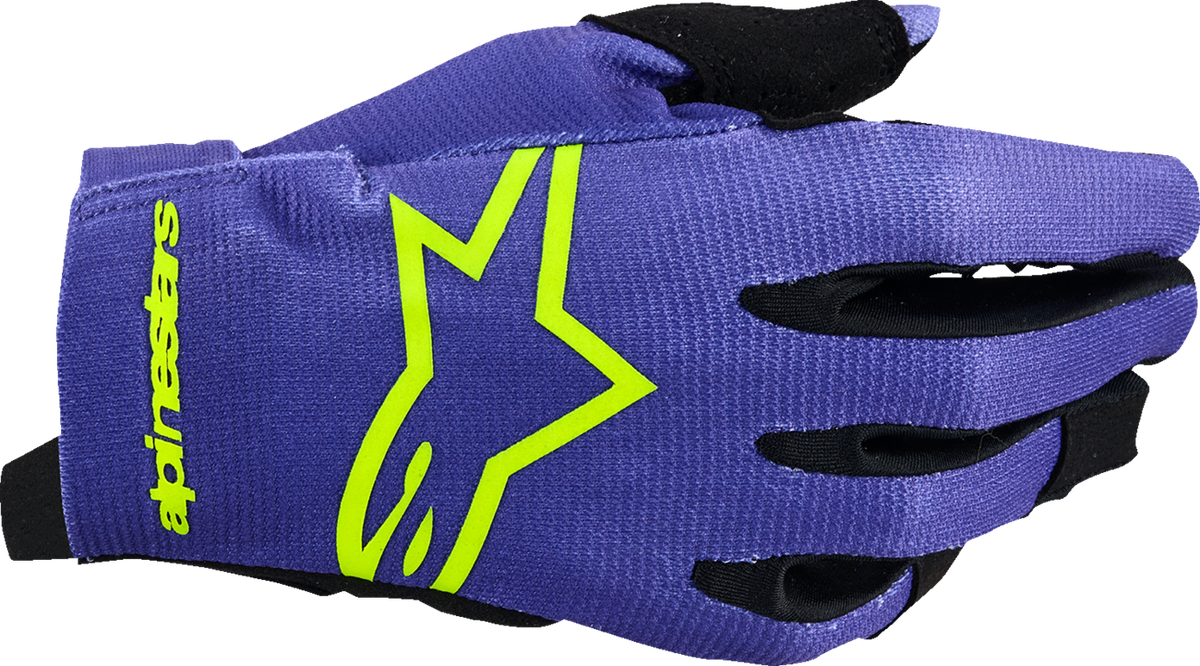 Alpinestars Youth Radar Gloves - Purple/Fluo Yellow