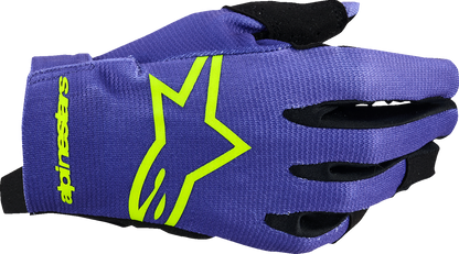 Alpinestars Youth Radar Gloves - Purple/Fluo Yellow