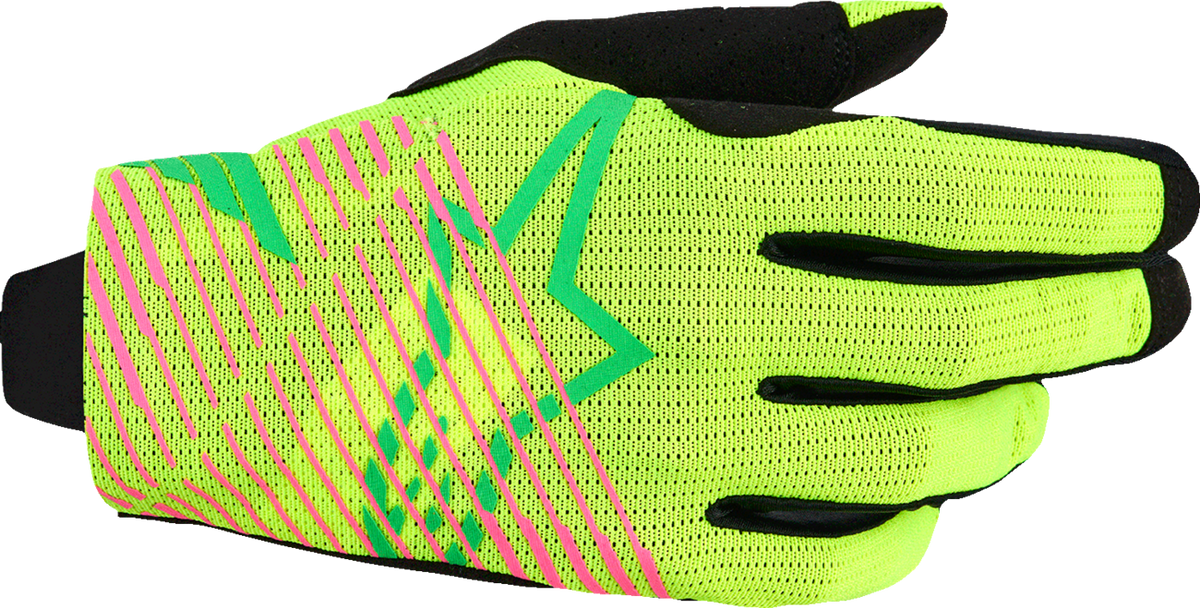 Alpinestars Radar Pro Gloves - Green/Fluo Yellow/Fluo Pink