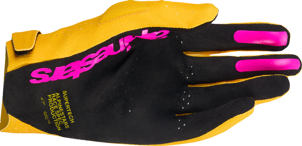 Alpinestars Supertech MX Gloves - Gold/Black/Fluo Pink