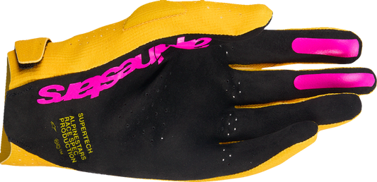 Alpinestars Supertech MX Gloves - Gold/Black/Fluo Pink