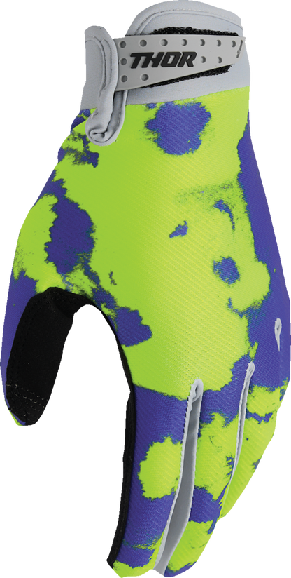 Thor Youth Launchmode Bleach Gloves - Gray/Acid