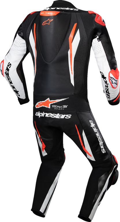 Alpinestars GP Tech v5 1-Piece Leather Suit - Black/White/Red Fluo