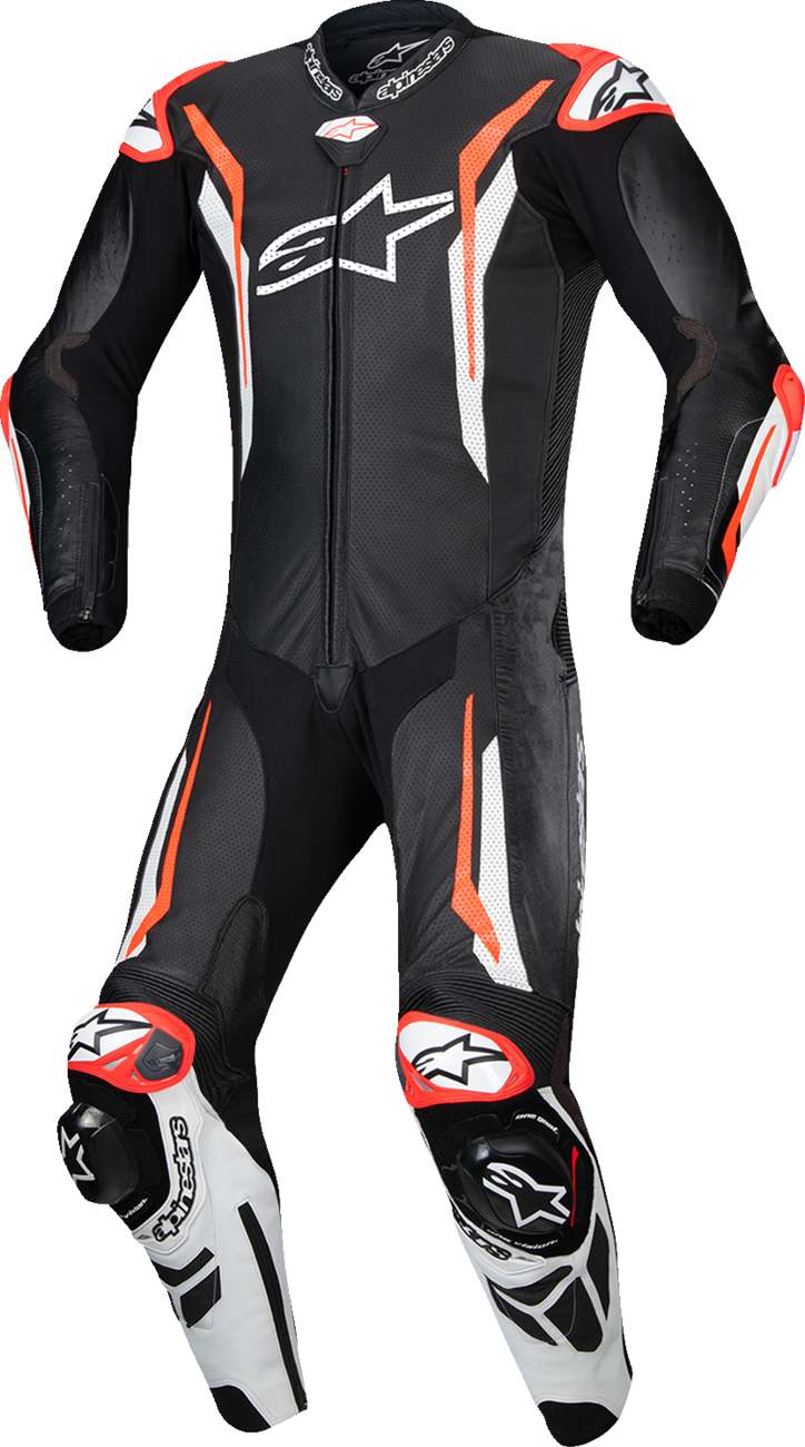 ALPINESTARS GP Tech v5 1-Piece Leather Suit - Black/White/Red Fluo - US 48 / EU 58 3150226-1231-58