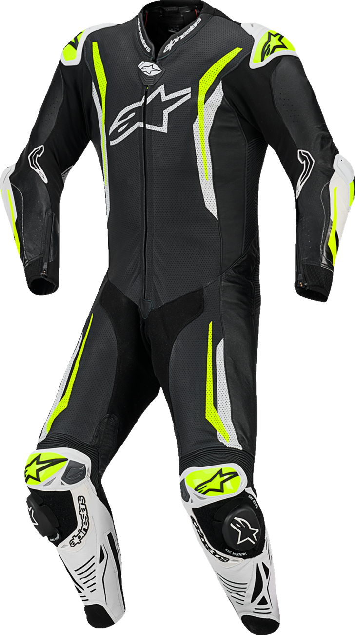 ALPINESTARS GP Tech v5 1-Piece Leather Suit - Black/White/Yellow Fluo - US 42 / EU 52 3150226-125-52