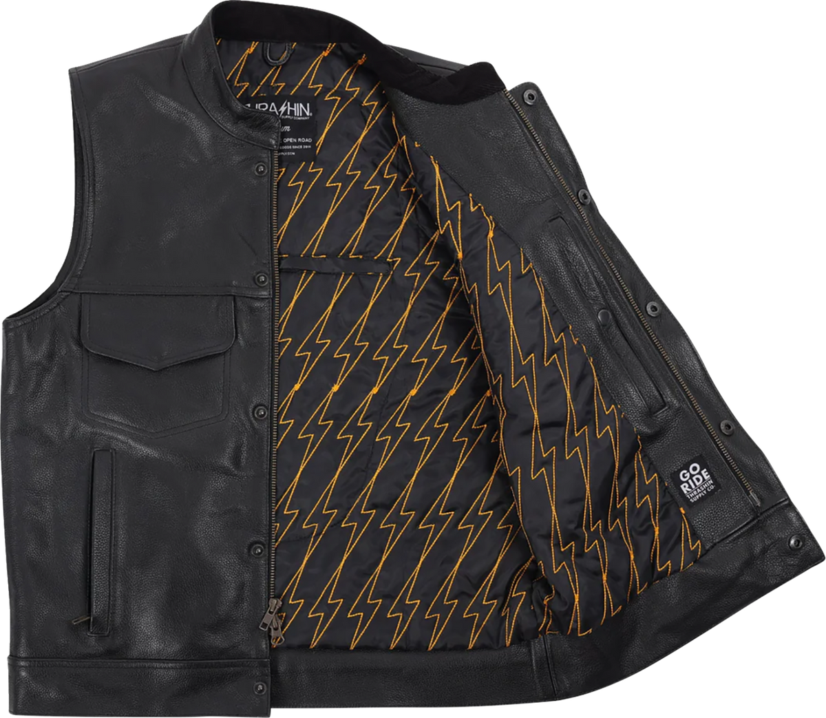 Thrashin Supply CO. Mulholland Leather Riding Vest - Black