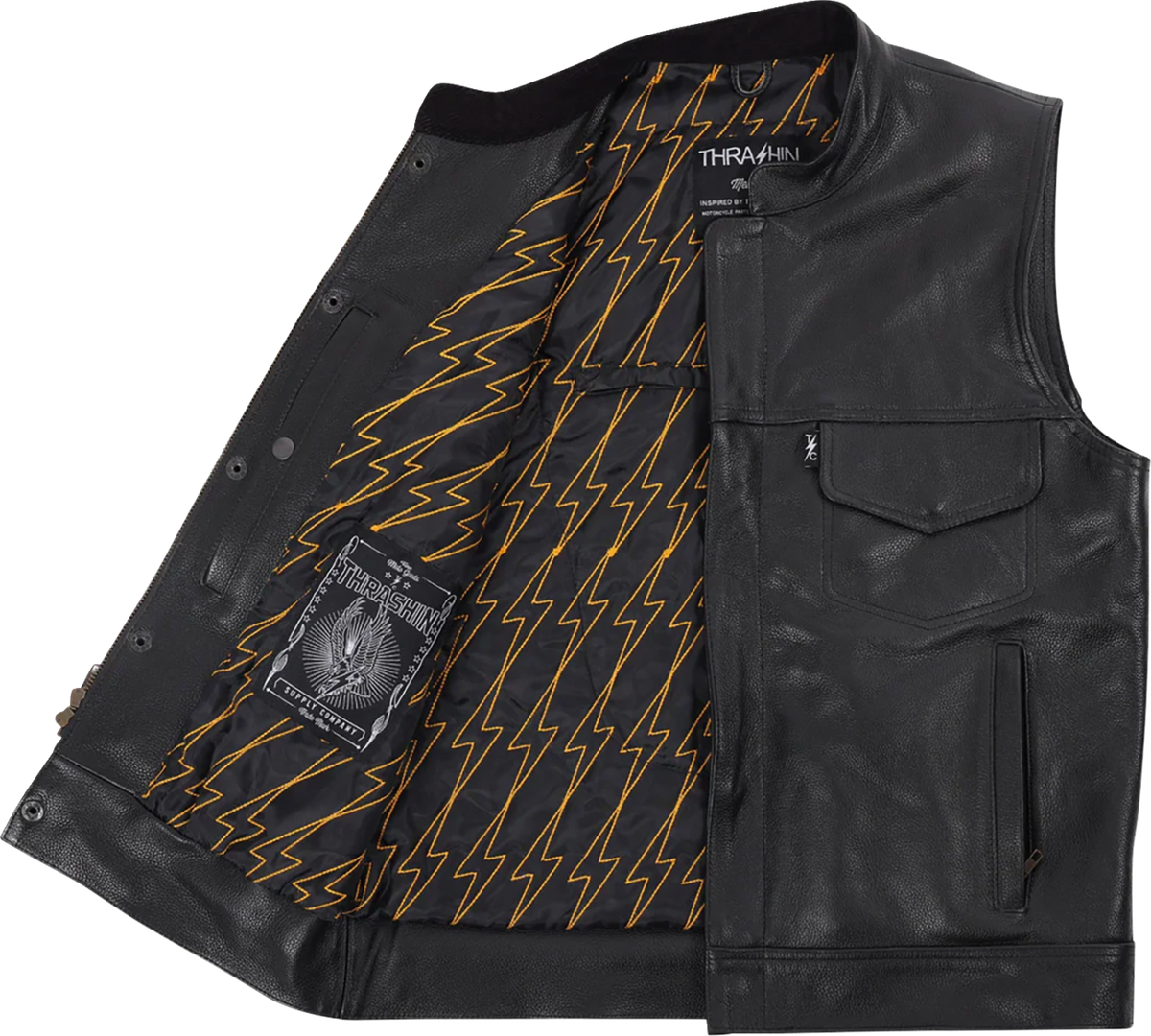 Thrashin Supply CO. Mulholland Leather Riding Vest - Black