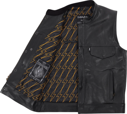 Thrashin Supply CO. Mulholland Leather Riding Vest - Black