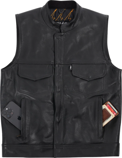 Thrashin Supply CO. Mulholland Leather Riding Vest - Black
