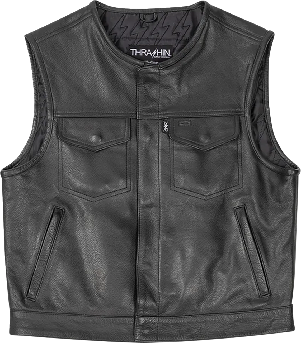 Thrashin Supply CO. Encinal Leather Shorty Riding Vest - Black