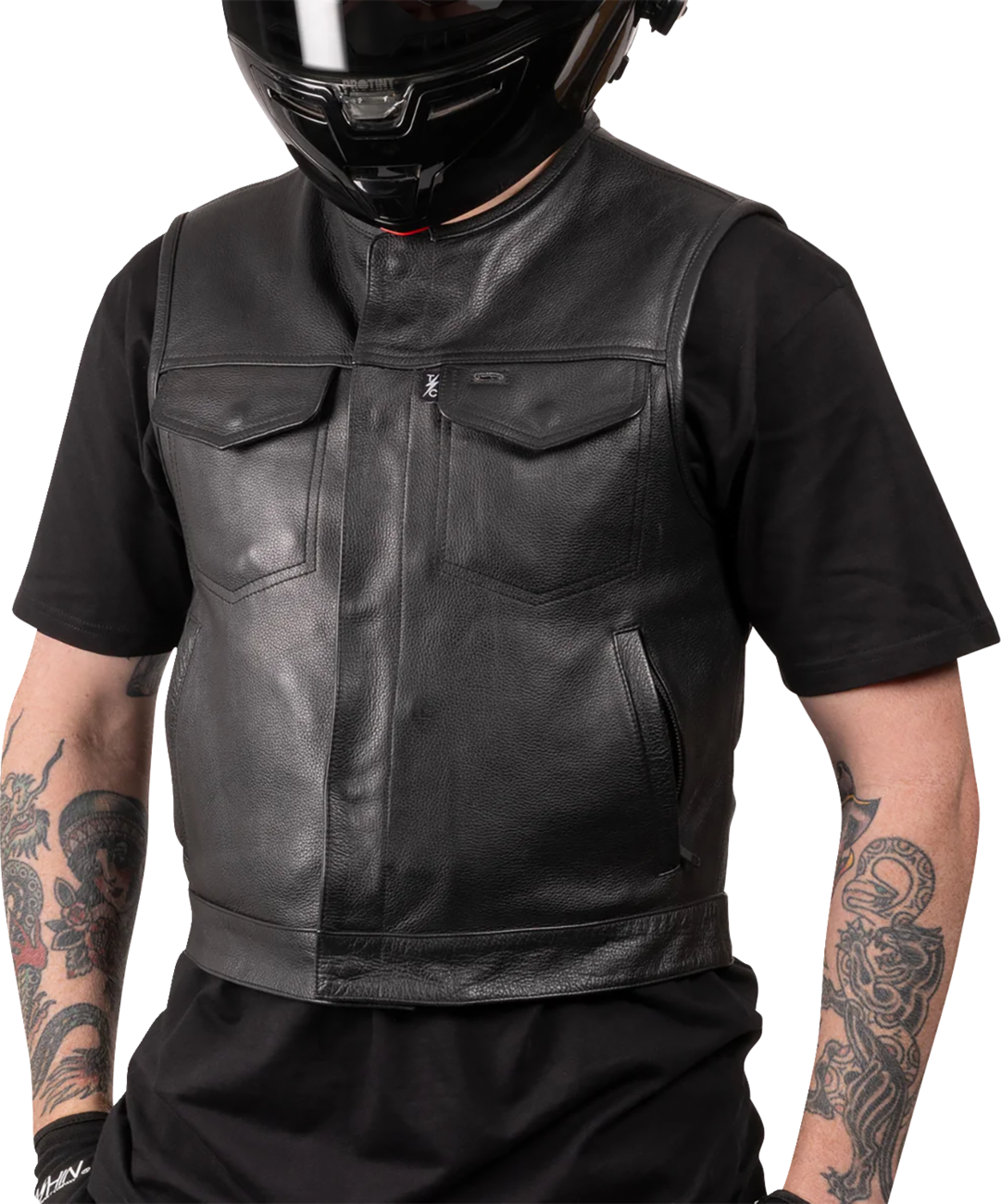 Thrashin Supply CO. Encinal Leather Shorty Riding Vest - Black