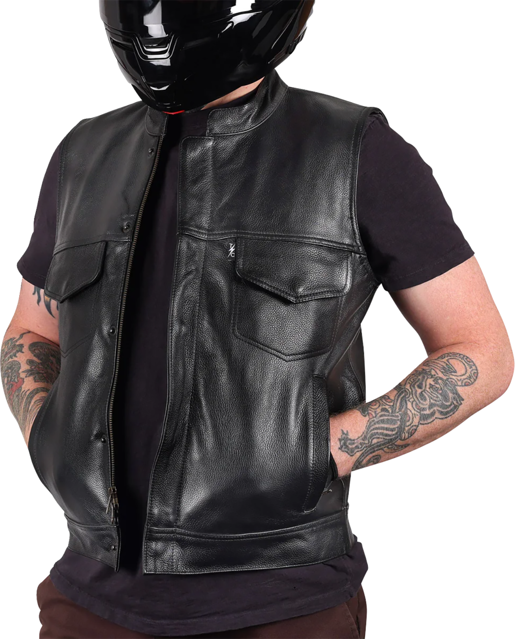 Thrashin Supply CO. Mulholland Leather Riding Vest - Black